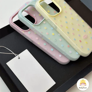 เคสไอโฟน13 สำหรับ iPhone 17 11 16 13 12 15 14 Pro Max 7 8 16 Plus XR X XS Dots สีสันสดใสสีลูกอมสีใหม่ 2 in 1 ปกอ่อน