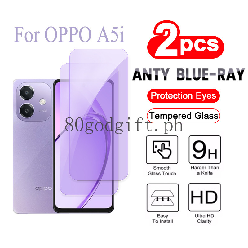 ฟิล์มป้องกันแสงสีฟ้า 2 ชิ้น OPPO A5i ฟิล์ม กระจกนิรภัยป้องกันหน้าจอสำหรับ OPPO A5i Pro A5X A5 Pro 4G