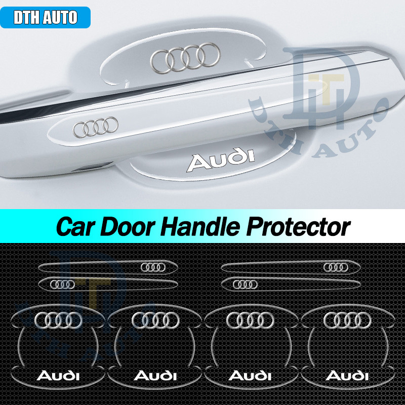 DTH 14 ชิ้น Audi รถประตู Handle Protector โปร่งใสรถประตูชามสติกเกอร์ Anti Scratch สติกเกอร์สําหรับ A