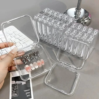 กล่องเก็บแผ่นสําลีทรงสี่เหลี่ยม 1/3/5 ชิ้น / ที่ใส่พัฟแป้งสําหรับเดินทาง / เคสโชว์เล็บแบบใส