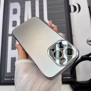หรูหราElectroplating Frosted Glassป้องกันกล้องAGสําหรับIPhone 11 15 14 12 13 16 Pro Max 14Plus 16Plus PCฝาครอบโทรศัพท์
