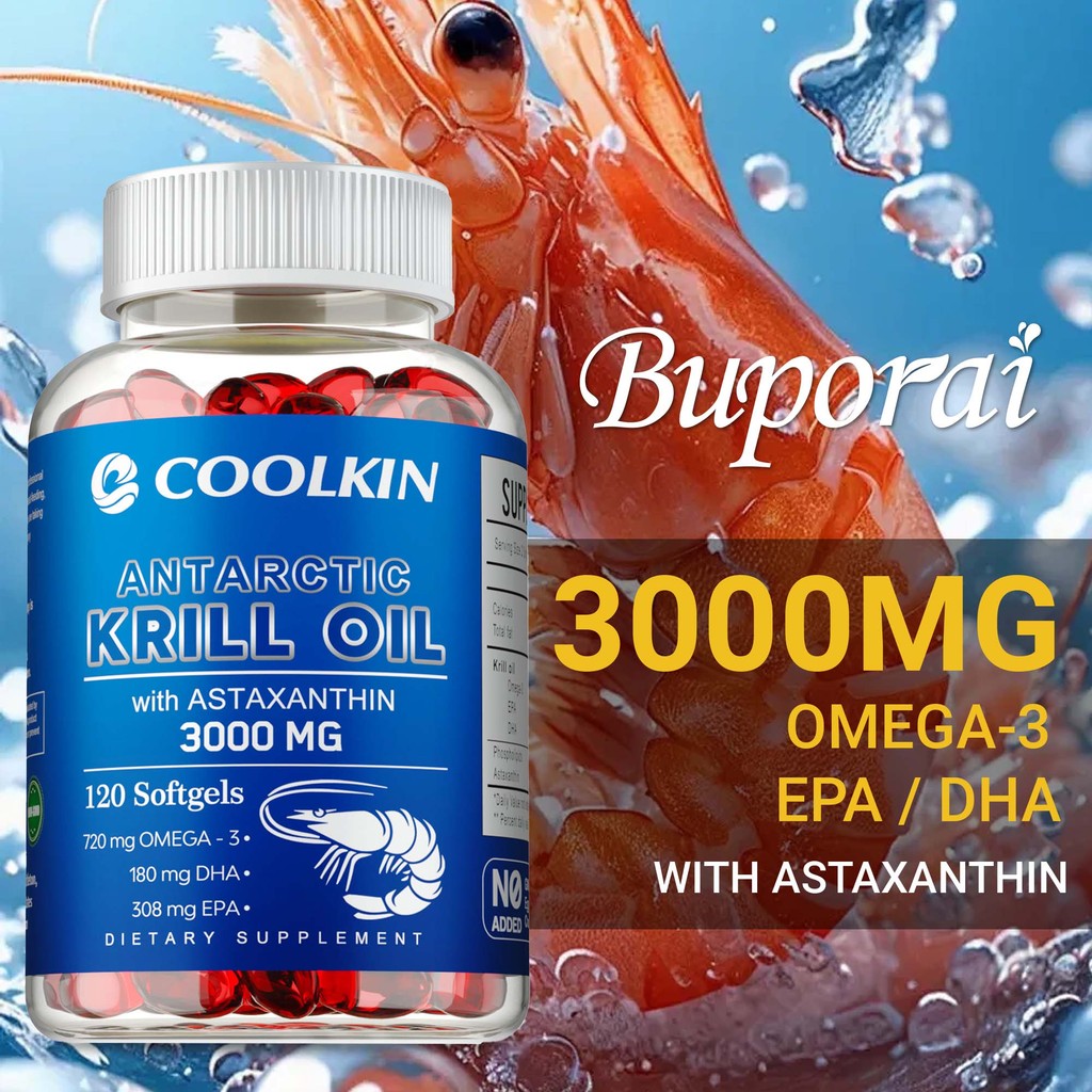 น้ํามัน Krill แอนตาร์กติกสําหรับ Total Wellness - รองรับสมอง สุขภาพร่วมและหัวใจ - 30/60/120 แคปซูล