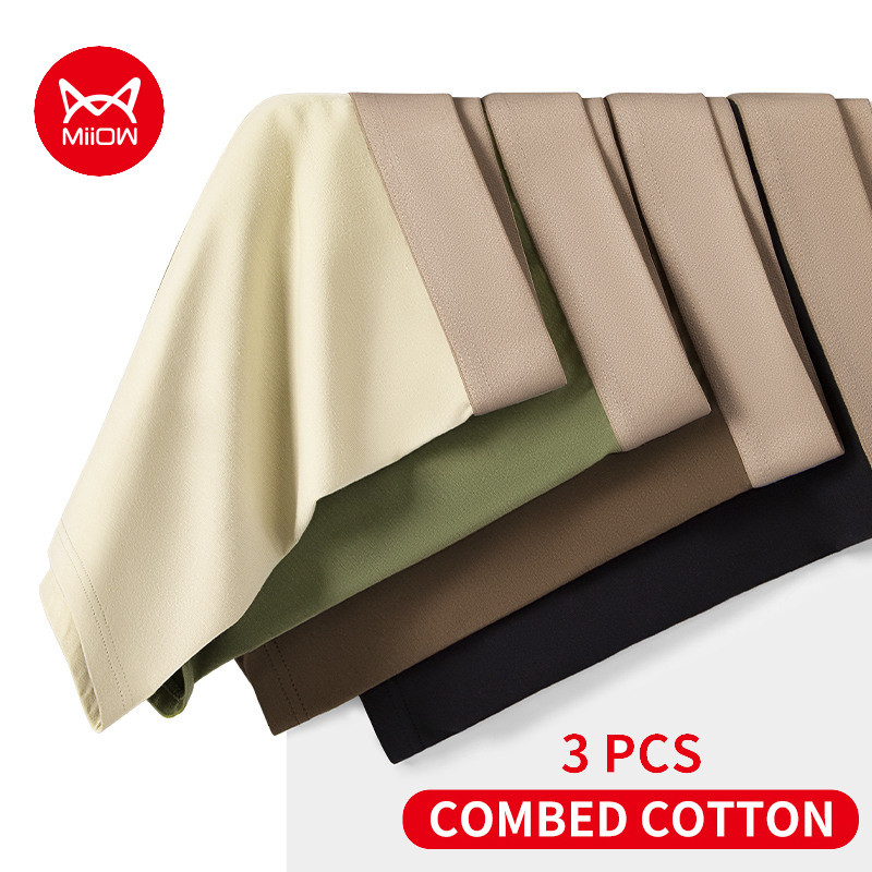 MiiOW ผ้าฝ้ายชุด Softness Breathable Man กางเกง Boxershorts ต้านเชื้อแบคทีเรีย U-รูป Crotch ชุดชั้นใน Mens Boxer M1871