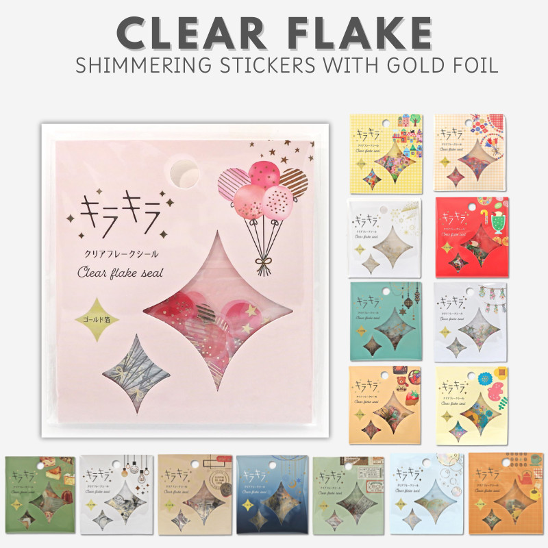 สติกเกอร์ World Craft Kirakira Clear Flake เคลือบฟอยล์สีทอง - คละแบบ