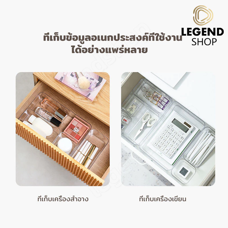 กล่องพาร์ทิชันลิ้นชักพลาสติกใส กล่องลิ้นชักพลาสติกใส อะคริลิคใส เก็บเครื่องประดับ เครื่องเขียน เครื่องสําอาง ช้อนส้อม thumbnail 3