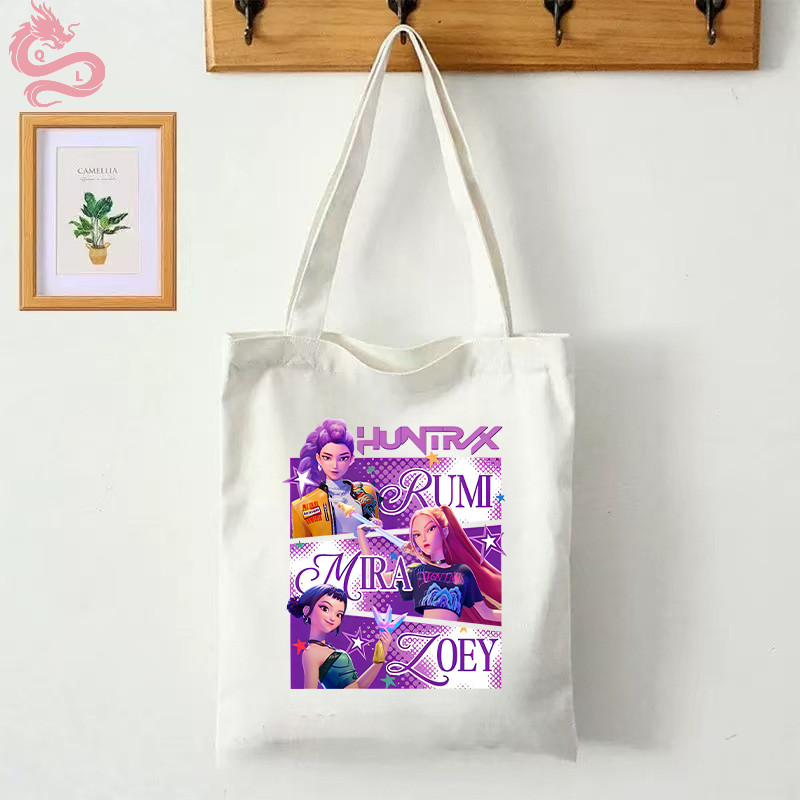 KAOS Canvas Tote Bag Jinjing Kanvas Kpop Demon Hunters Huntrix Mira Rumi Zoey Tote Bag 03