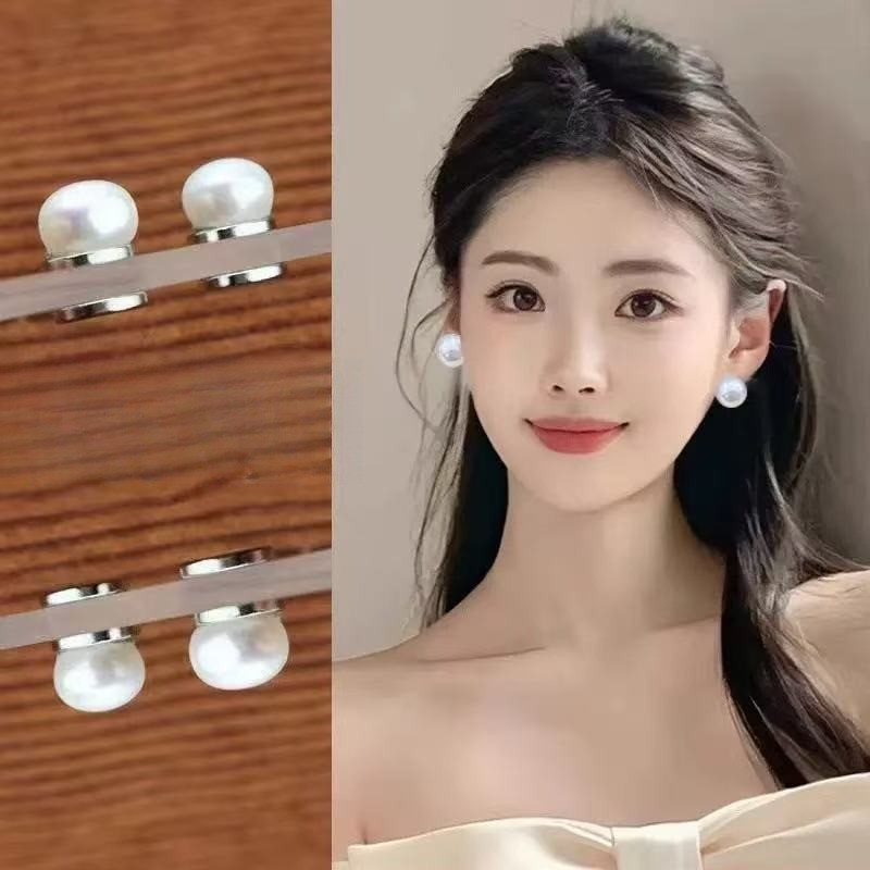 ต่างหูมุกเทียมและคลิปแม่เหล็กแบบเรโทร ไม่จำเป็นต้องเจาะหู