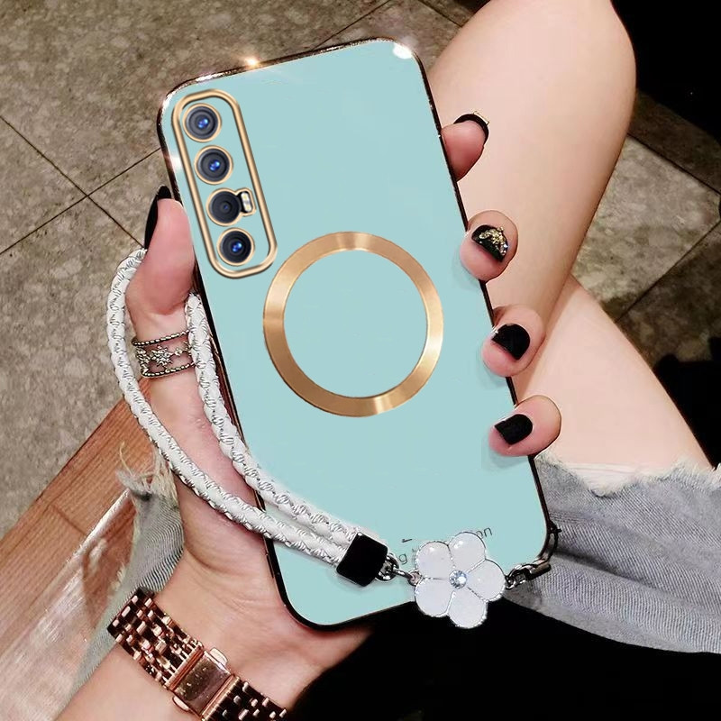 ปลอกOppo Reno 3 pro OPPO Reno 3 เคสโทรศัพท์Electroplating Soft Case Softกันกระแทกชาร์จไร้สายแม่เหล็กดูด + ฟรีเชือกเส้นเล็กDDSWX01 - รูปที่ 2