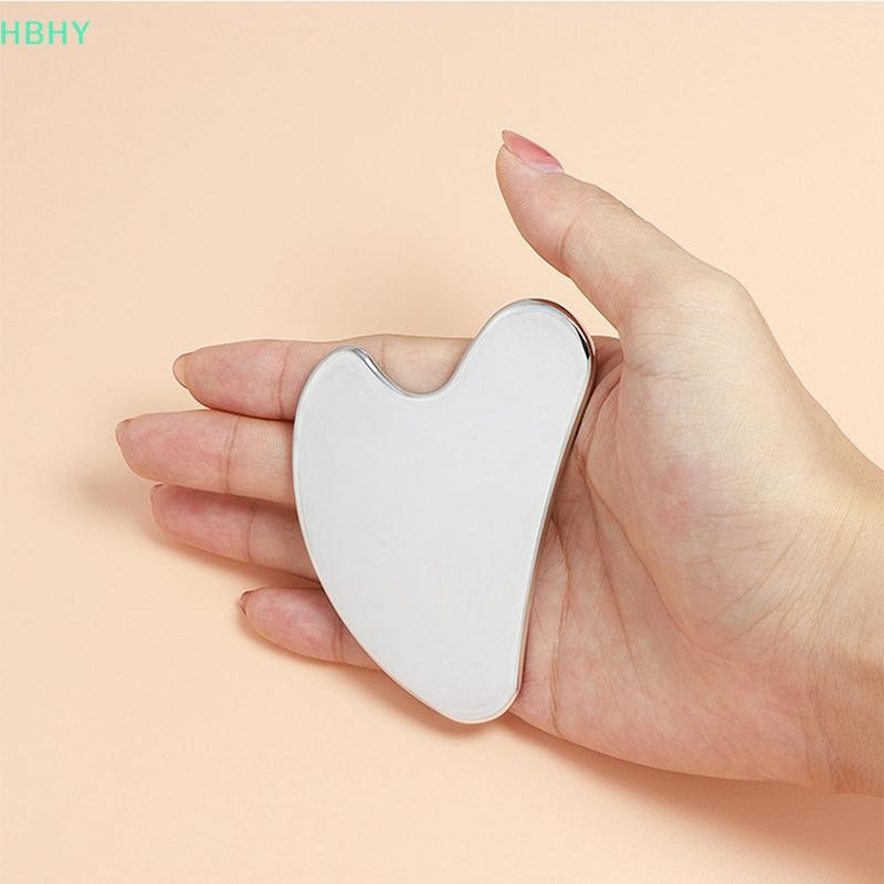HB 1PC สแตนเลส Gua Sha Scraper นวดสําหรับใบหน้าคอ Body Guasha นวดเครื่องมือ Facial Skin Care Guasha Board Face นวด HY