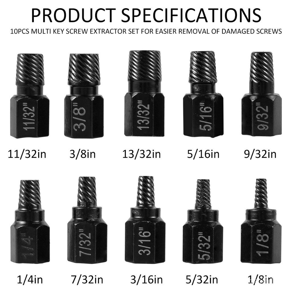 10/20 ชิ้นสกรู Extractor ชุดโลหะผสมเหล็กเสียหายสกรูถอดชุดโลหะออกง่ายเจาะ Bits Broken Bolt STUD Removal Multi-Spline สกรู EXTRACTOR ชุดสําหรับ Bolt STUD ท่อ