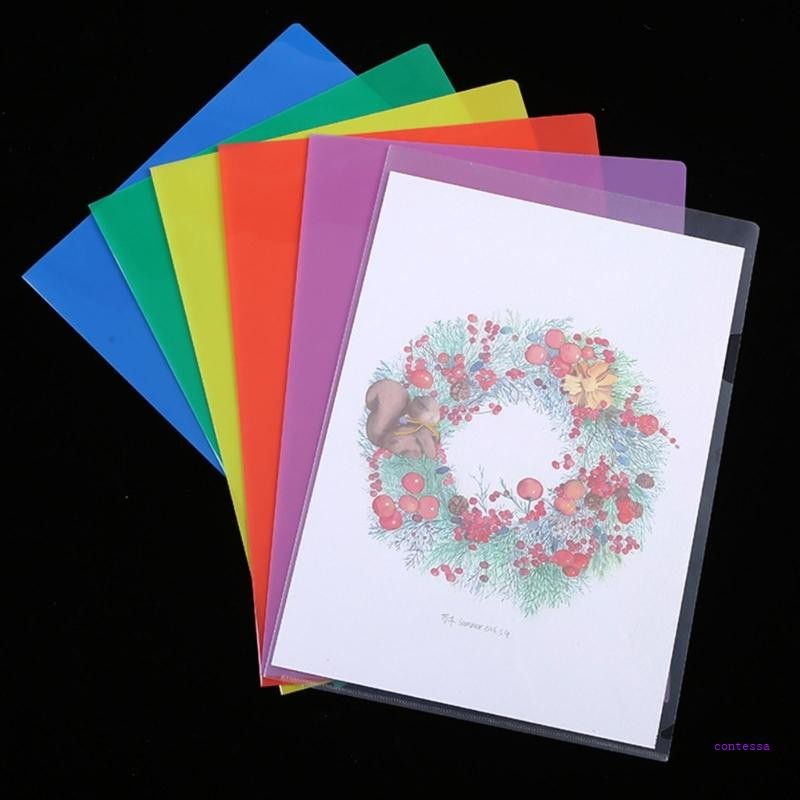 CON 6 สี A 4 โฟลเดอร์พลาสติกโฟลเดอร์การนําเสนอโฟลเดอร์รูปตัว L อุปกรณ์การเรียน