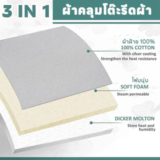 HUJI ผ้ารองรีดสะท้อนความร้อน ผ้ารองรีดฟองน้ํา 105x49ซม. 132x49ซม.ผ้ารองเตารี ผ้ารองโต๊ะเตารีด ผ้ารอง ทนอุณหภูมิสูง พื้นผิวเคลือบสารสะท้อนความร้อน พร้อมหัวเข็มขัดปรับได้