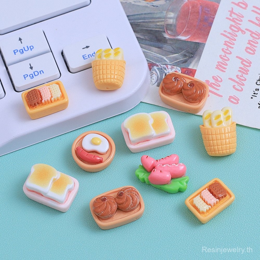 [10ชิ้น/ถุง] มินิขนมปังกล่องอาหารกลางวันอาหารของเล่นทําเองเล็บกิ๊บเครื่องประดับครีมกาวอุปกรณ์เรซิ่นวัสดุขายส่ง
