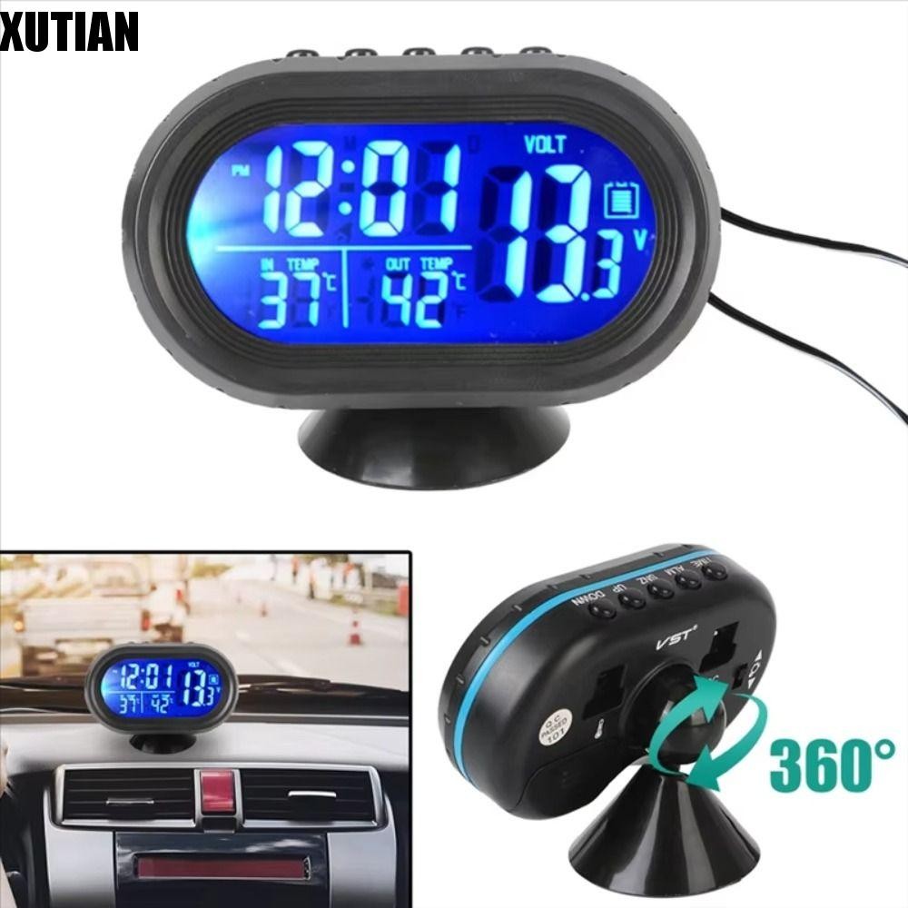 XUTIAN เครื่องวัดอุณหภูมิรถยนต์อัตโนมัติดิจิตอล,12V-24V Freeze Alert Car Battery Volt Volt Volt Volt