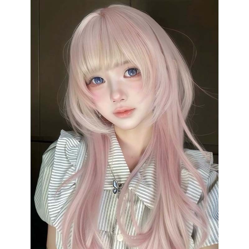 วิกผมทรงเจลเลี้ยฟิช.Layer สีชมพูไล่ระดับสำหรับการใช้งานทุกวันและสไตล์อินฟลูเอนเซอร์