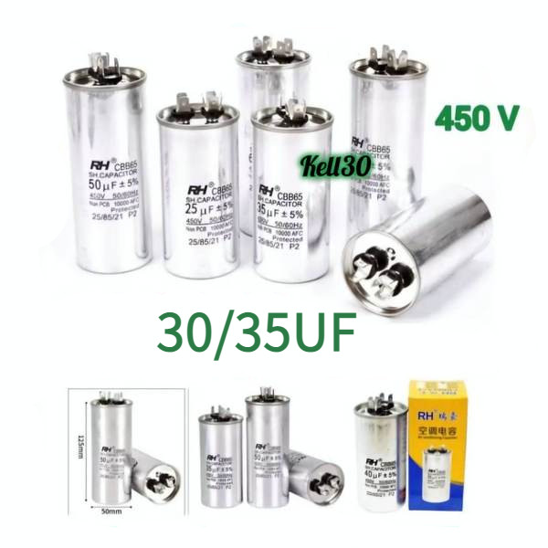คาปาซิเตอร์ แอร์ รุ่น RH Capacitor CBB65 / 450V 30Uf 35Uf Capacitor คอยล์ร้อนเครื่องปรับอากาศ ทนความ