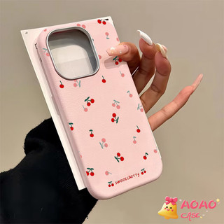 เคสไอโฟน15 สำหรับ iPhone 11 13 16 15 14 12 Pro Max 15 14 16 Plus XR XS เชอร์รี่สดสดชื่นผิวหรูหราสัมผัสพื้นผิวหนังปกคลุม