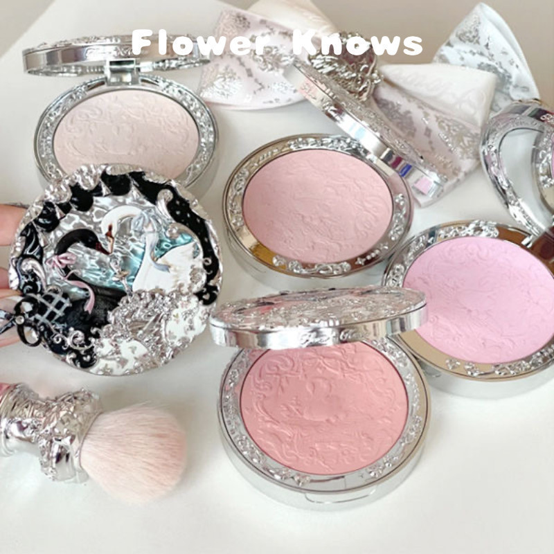 Flower Knows Blush Swan Ballet Series Velvet Mist Relief Blush Face Matte Makeup Brightening