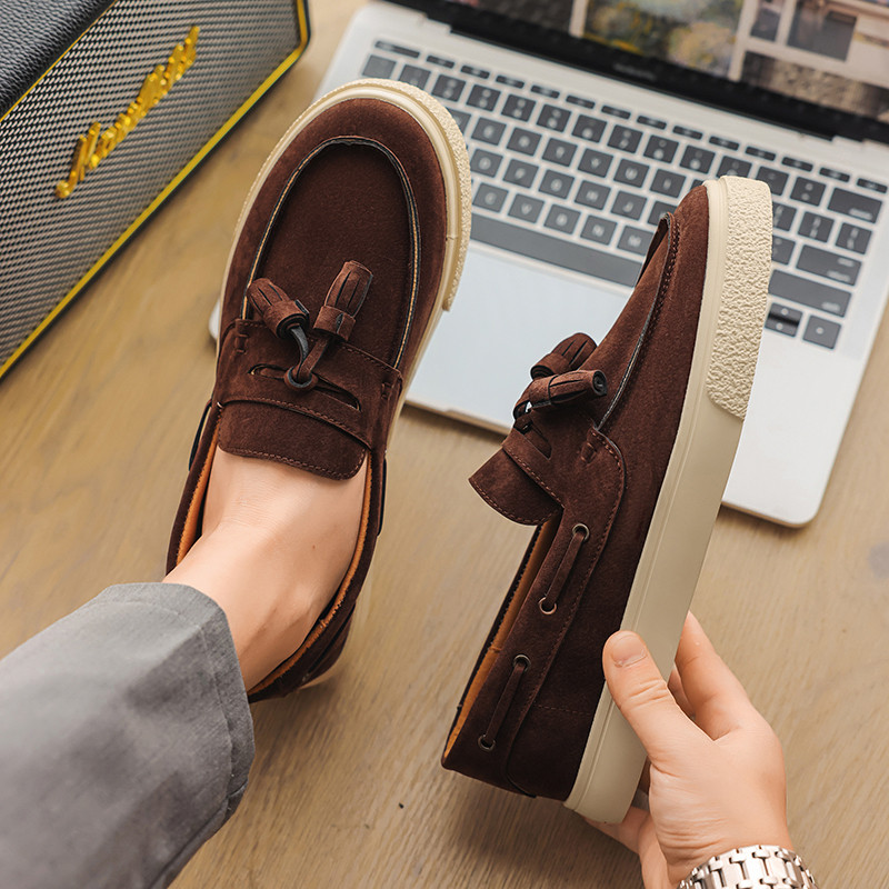 ผู้ชายรองเท้าไม่มีส้นรองเท้าเดียวรองเท้า pennyloafers รูปที่ 6
