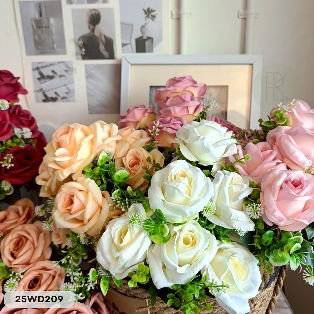 กุหลาบ 10 ดอก แซมฮอตั้น หน้าดอก 7 cm. ต้นสูง 45 cm. - รูปที่ 4