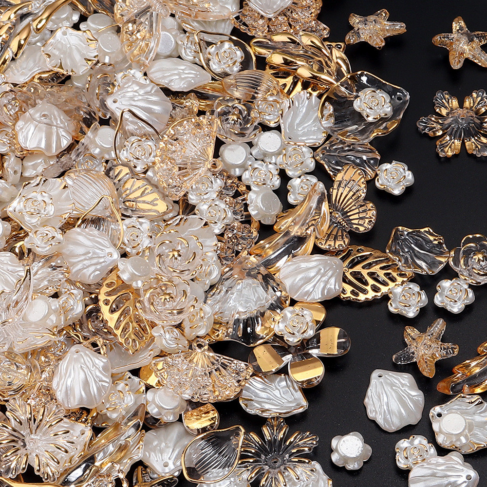 ลูกปัดอะคริลิค DIY Phnom Charms 60 ชิ้น ลูกปัดกุหลาบ ลูกปัดเครื่องประดับ ลูกปัดทรงบาร็อค ลูกปัดใสผสม ลูกปัดหลวม