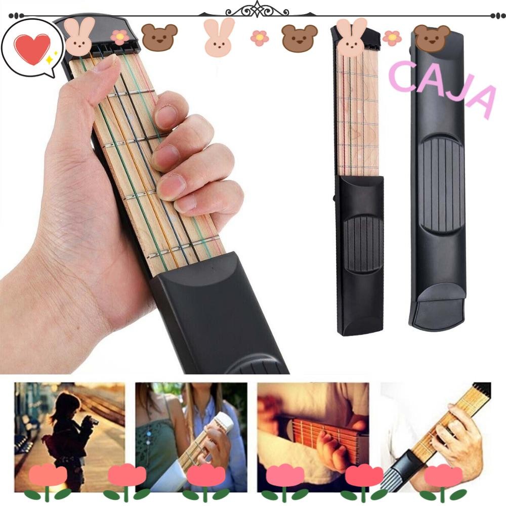 CAJA1 พ็อกเก็ตกีต้าร์, 6 สาย 6 Fret Guitar Practice Chord Trainer, ขนาดกะทัดรัด Maple Wood F/Beginne