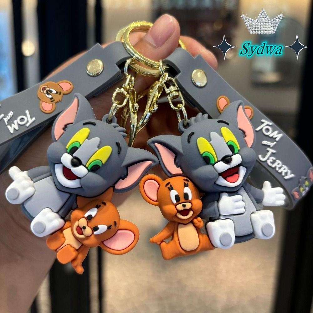 SYDWA จี้ Tom and Jerry, PVC อะนิเมะ Tom and Jerry พวงกุญแจ, แบบพกพาการ์ตูนน่ารักของเล่นเด็กพวงกุญแจ