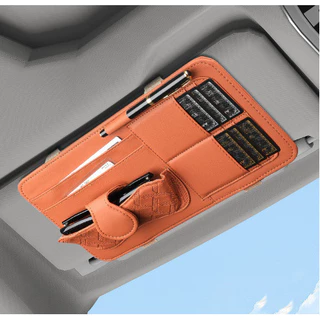 มัลติฟังก์ชั่นรถ Sun Visor Organizer คลิปผู้ถือบัตรแขวนกระเป๋าหนัง PU