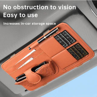 มัลติฟังก์ชั่นรถ Sun Visor Organizer คลิปผู้ถือบัตรแขวนกระเป๋าหนัง PU