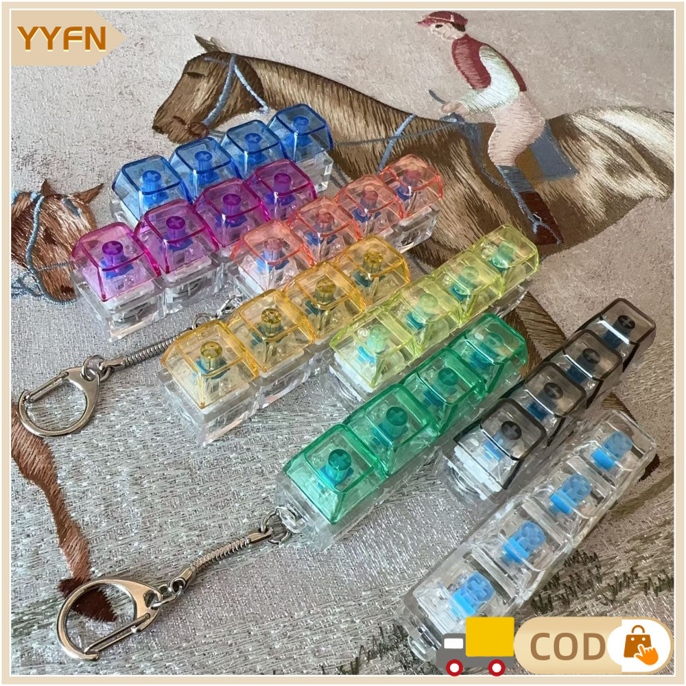 GANTUNGAN LED พวงกุญแจพวงกุญแจอะคริลิคโปร่งใส RGB Fidget ของเล่น Asmr Dopamin คีย์บอร์ดเครื่องทดสอบ 