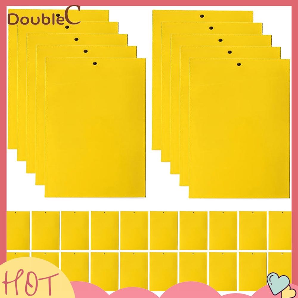 Double C .✿   30/50/100 ชิ้น Sticky Traps สองด้าน 8x6/8x4 นิ้วผลไม้ Fly Traps สีเหลือง Gnat Killer ส