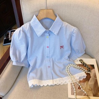 Dahong W635 เสื้อเชิ้ตแขนสั้นผู้หญิงน่ารักๆ oversize  ปักโบว…