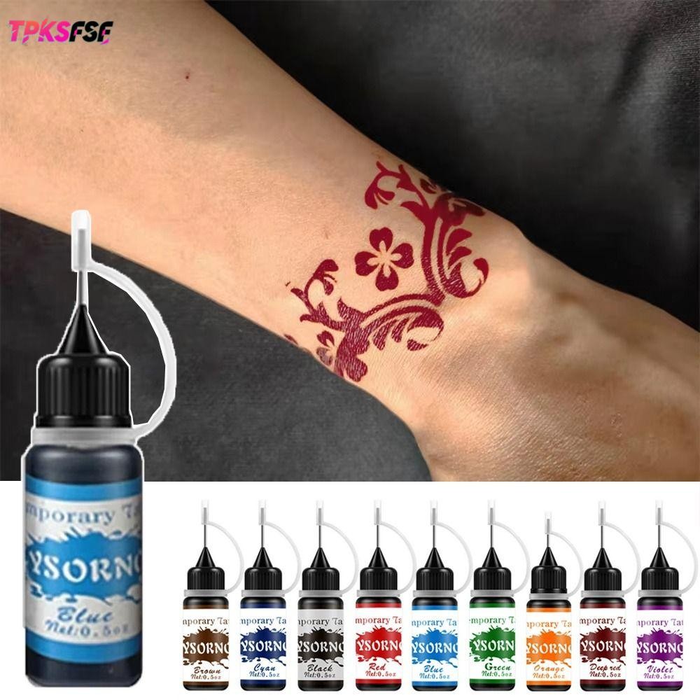 หมึกสักชั่วคราว TPKSF, DIY Body Art Gloss Tint สีกึ่งถาวรปลอมหมึกทั่วไป, 10ml อุปกรณ์แต่งหน้าสีครีมสักวาดด้วยมือ