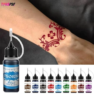 หมึกสักชั่วคราว TPKSF, DIY Body Art Gloss Tint สีกึ่งถาวรปลอมหมึกทั่วไป, 10ml อุปกรณ์แต่งหน้าสีครีมสักวาดด้วยมือ