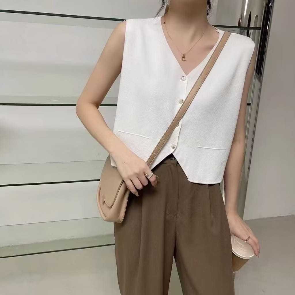 Tq88indonesia เสื้อกั๊กผู้หญิง / CLOVER TOP Knit / แจ๊กเก็ตธรรมดาของผู้หญิงล่าสุด