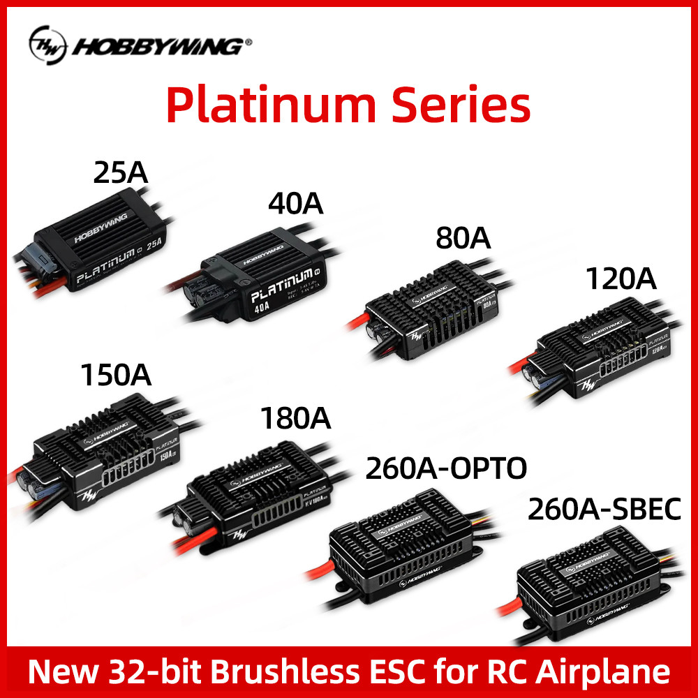 ​HOBBYWING Brushless ESC Platinum 25/40/80/120/150/180/260A ESC สําหรับ RC เครื่องบินปีกคงที่