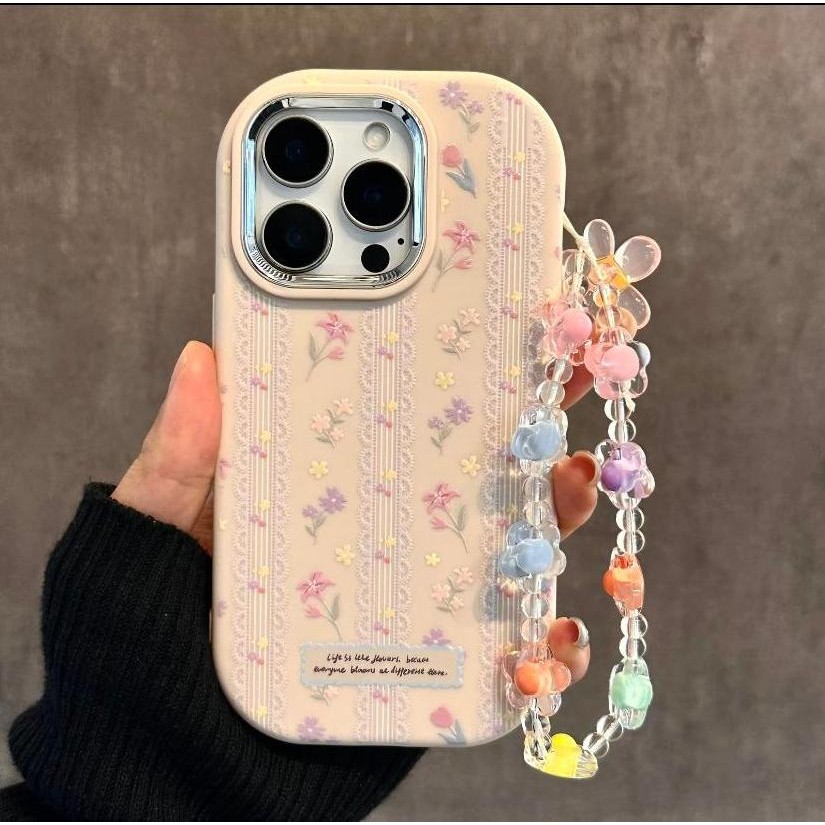 เคส+สร้อยข้อมือ ดอกไม้น่ารัก เคสซิลิโคน hp Vivo U10 Y02T Y11 IQOO Z5i Y11 Y15S Y15A Y17SY19 Y16 Y02S