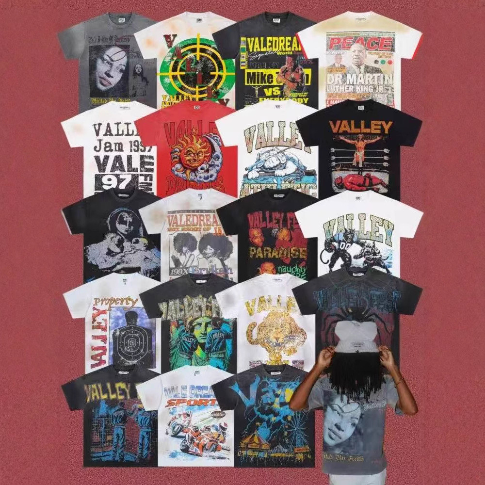 VALE LIVES เสื้อยืดแขนสั้น สไตล์ฮิปฮอปเวสต์โคัสท์ ลายเสื่อมโทนดิทรี้