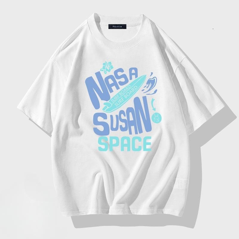 เสื้อยืดพิมพ์ลาย NASA ทำจากผ้าฝ้ายแท้ระบายอากาศ