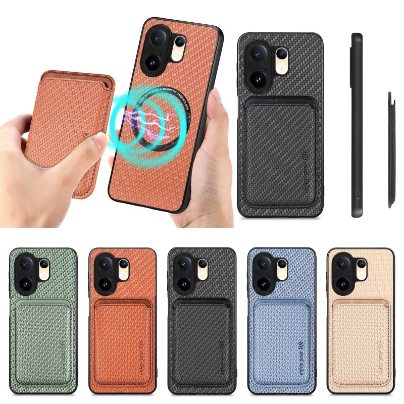 แม่เหล็ก Fibre กระเป๋าสตางค์ผู้ถือบัตรสําหรับ VIVO X200 FE X200 Ultra Wireless Charger สําหรับ VIVO 