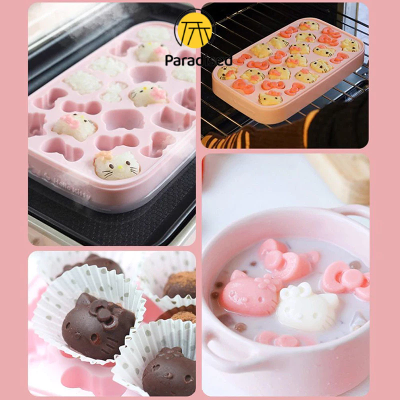 💕Hello Kitty Ice Mould พร้อมฝาปิดและถังเก็บน้ํา ชุดซิลิโคน แม่พิมพ์ก้อนน้ําแข็งวัสดุซิลิโคนparadised.th thumbnail 9