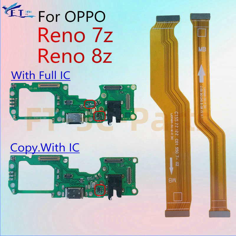 สําหรับ Reno 7z 8z 5G USB Dock ชาร์จพอร์ต Charger Board หลักเมนบอร์ด Connector Flex สาย LCD Flex Cable อะไหล่
