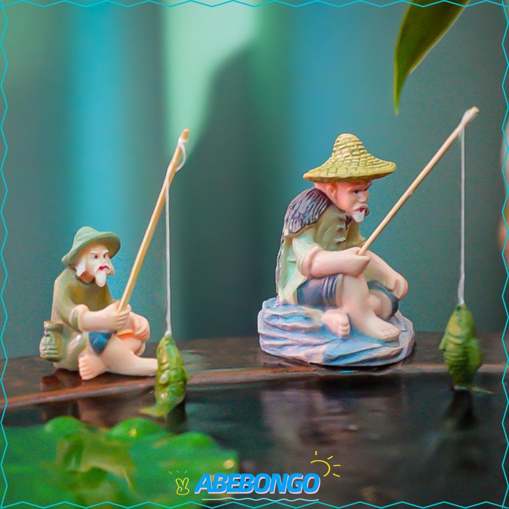 ABEBONGO Old Man อุปกรณ์ตกปลา, Miniature PVC Jiang Tai Gong ตกปลา, Aquascape ตกแต่ง DIY ถังปลาตกแต่งรถเครื่องประดับ