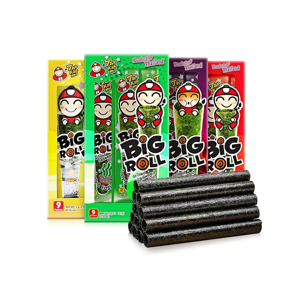 Boss Student Children Thailand ขนมนําเข้า Instant Casual Seaweed Roll คั่วสาหร่ายกรอบ Roll Full Box 