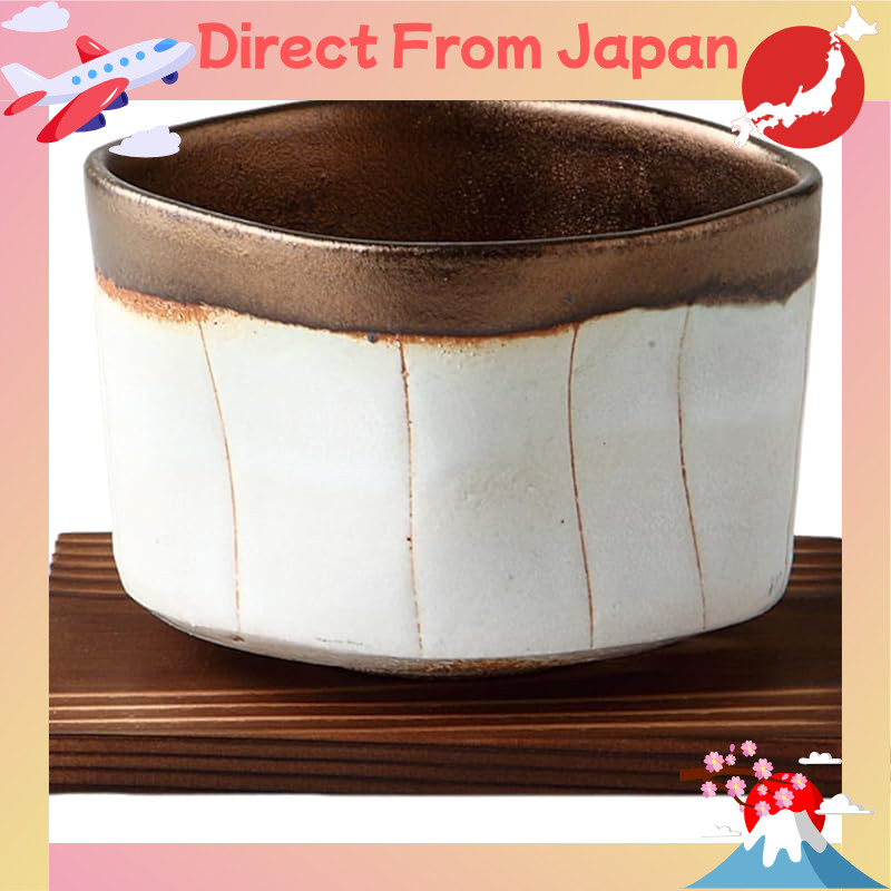 "Japanese Ceramic Matcha Bowl with Gold-Trimmed Design - Traditional Tea Ceremony Chawan, W9×D9×H6cm