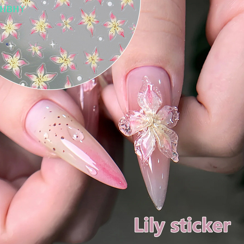 HB 3d สติ๊กเกอร์ติดเล็บสีน้ําสติ๊กเกอร์ติดเล็บดอกไม้เล็บ Decals ความงามดอกไม้ตกแต่งสําหรับ TIP NAIL Beauty HY