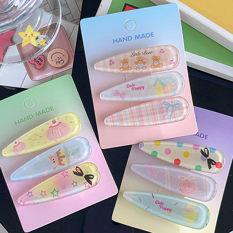 [JBTH] 3 ชิ้น/เซ็ต Candy สีผม Bang คลิปฤดูร้อน Hairpin อะคริลิค Barrette ผมด้านข้าง Clamp สําหรับเครื่องประดับผมสาว [JB]