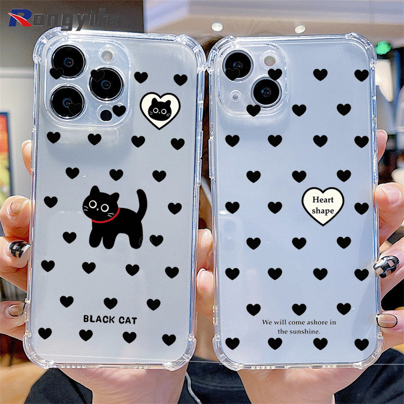 Insสไตล์แมวดําสําหรับoppo Reno 3 Pro Z 2 10XซูมA91 A31 A9 A5 2020 A7 A5S A12 A3S A12E F9 R17 Proแมวน่ารักกันกระแทกปกอ่อนใสTran Anti-Fallกรณี