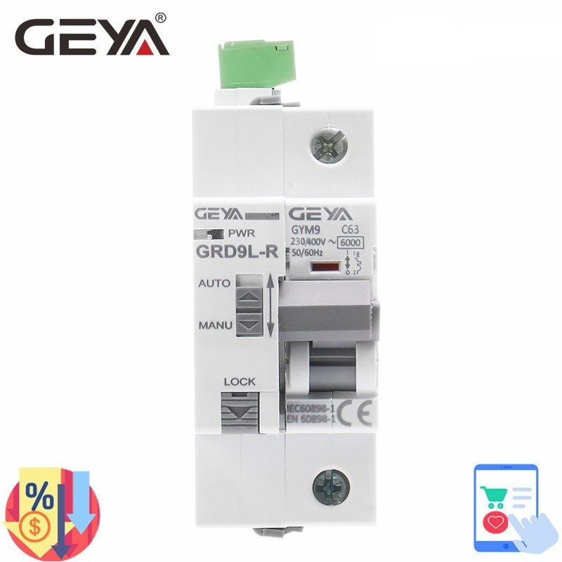✶GEYA Din Rail Automatic Recloser Circuit Breaker GRD9L-R GYM9 1P 6KA MCB Self-Reclosing Device with