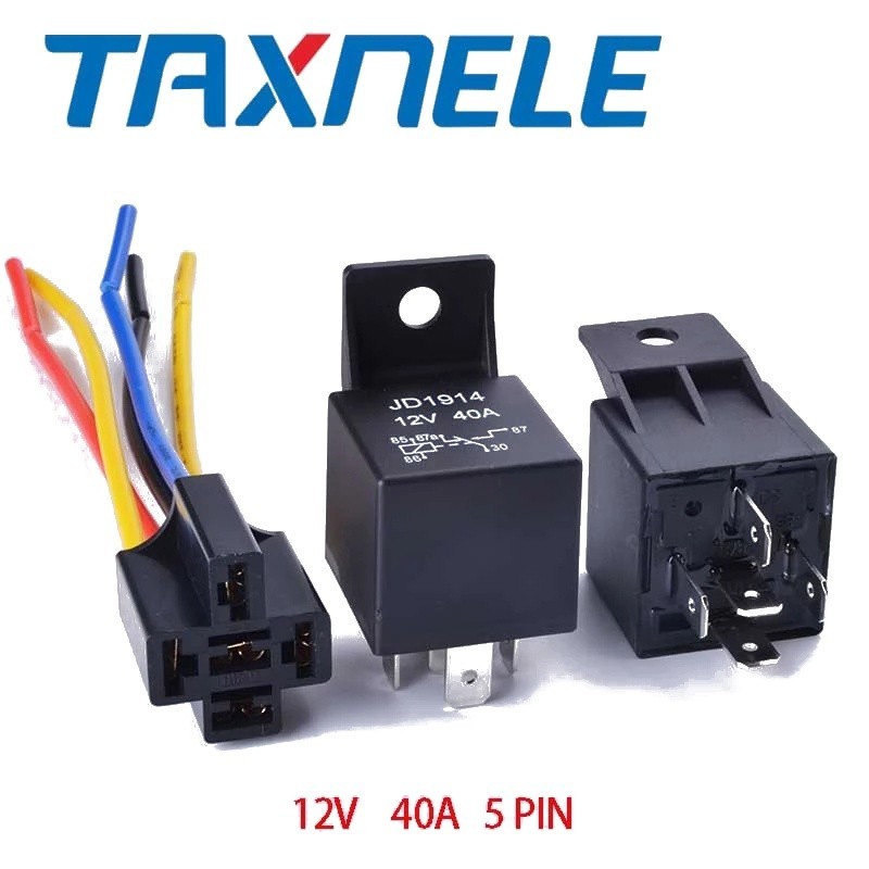 ❂5 set JD1914 Auto Relay with socket Automotive relay car relay 12V 40A 5pin 1NO 1NC relay